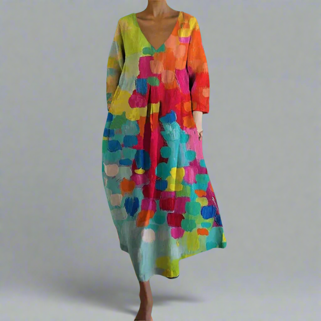 Sarah | Colourful Dress with V-neck