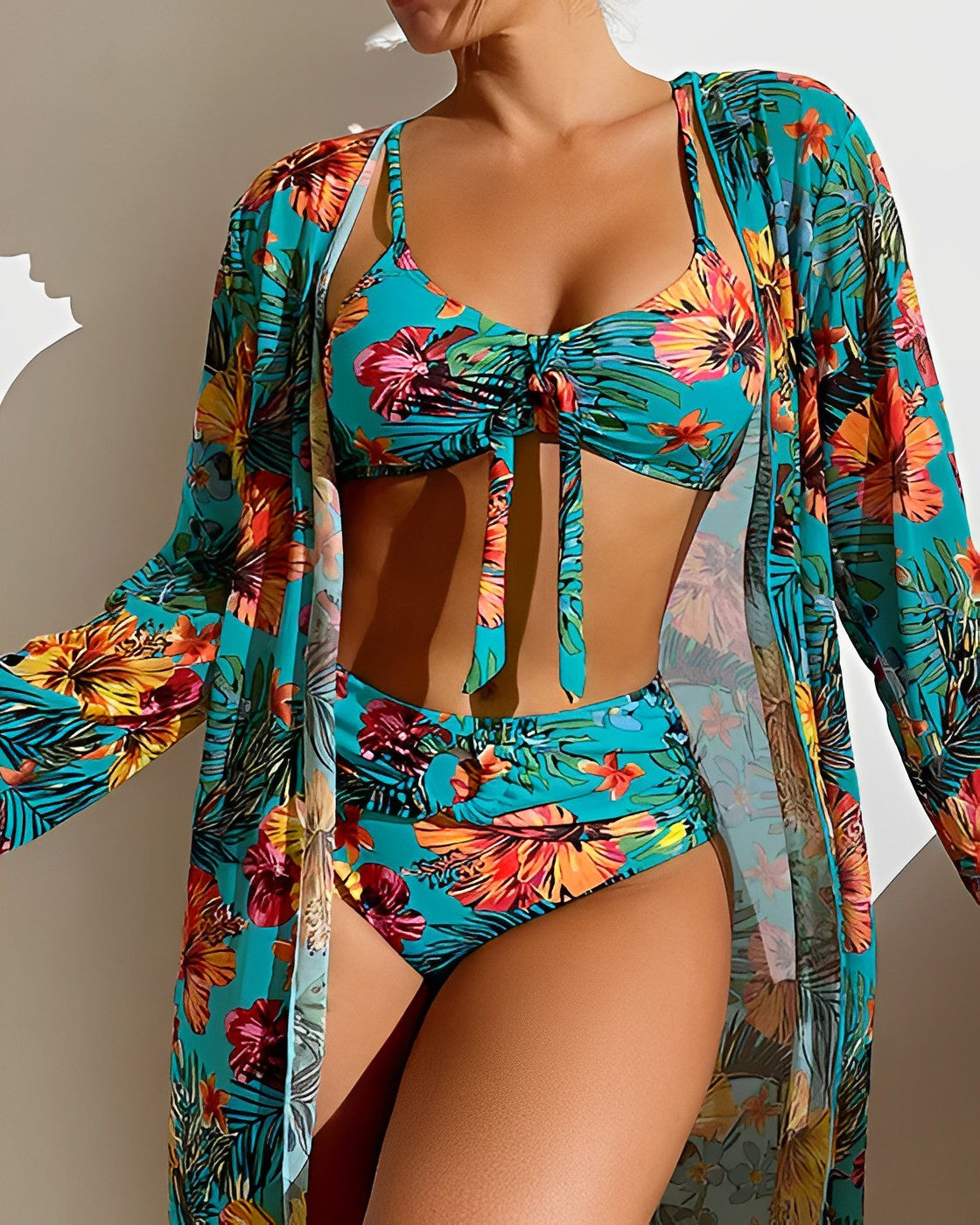 Tayla | Tropical Print Bikini Set with Cover-Up
