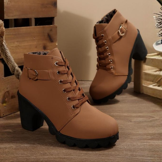 Serenity™ | Chic Lace-Up Chunky Ankle Boots