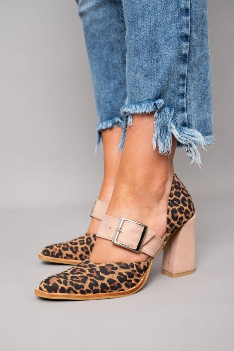 Kayleigh | Leopard Suede Sandals with Stable Heel