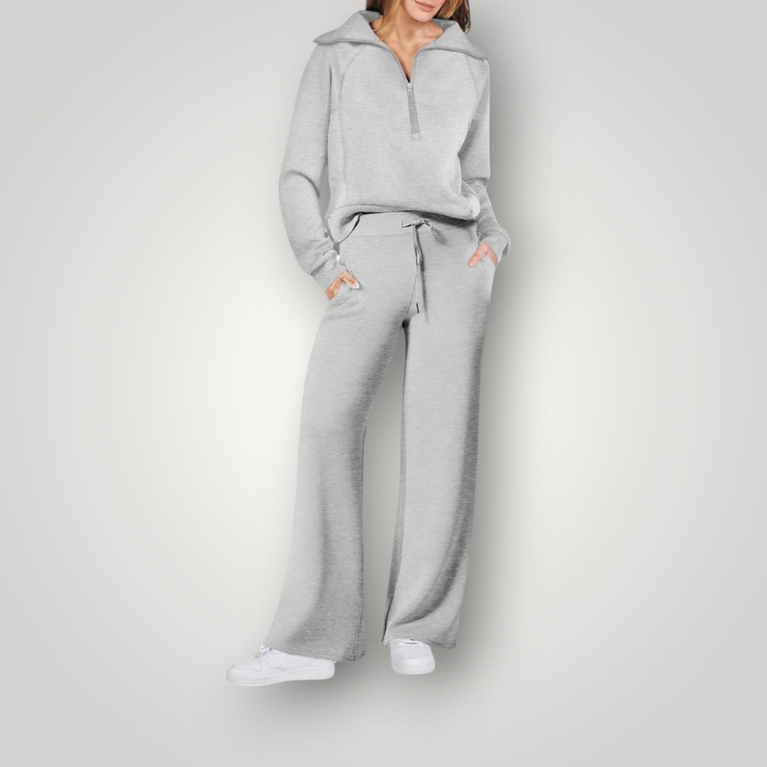 Luna | Women's Wide Leg Lounge Set Half Zip Sweatshirt