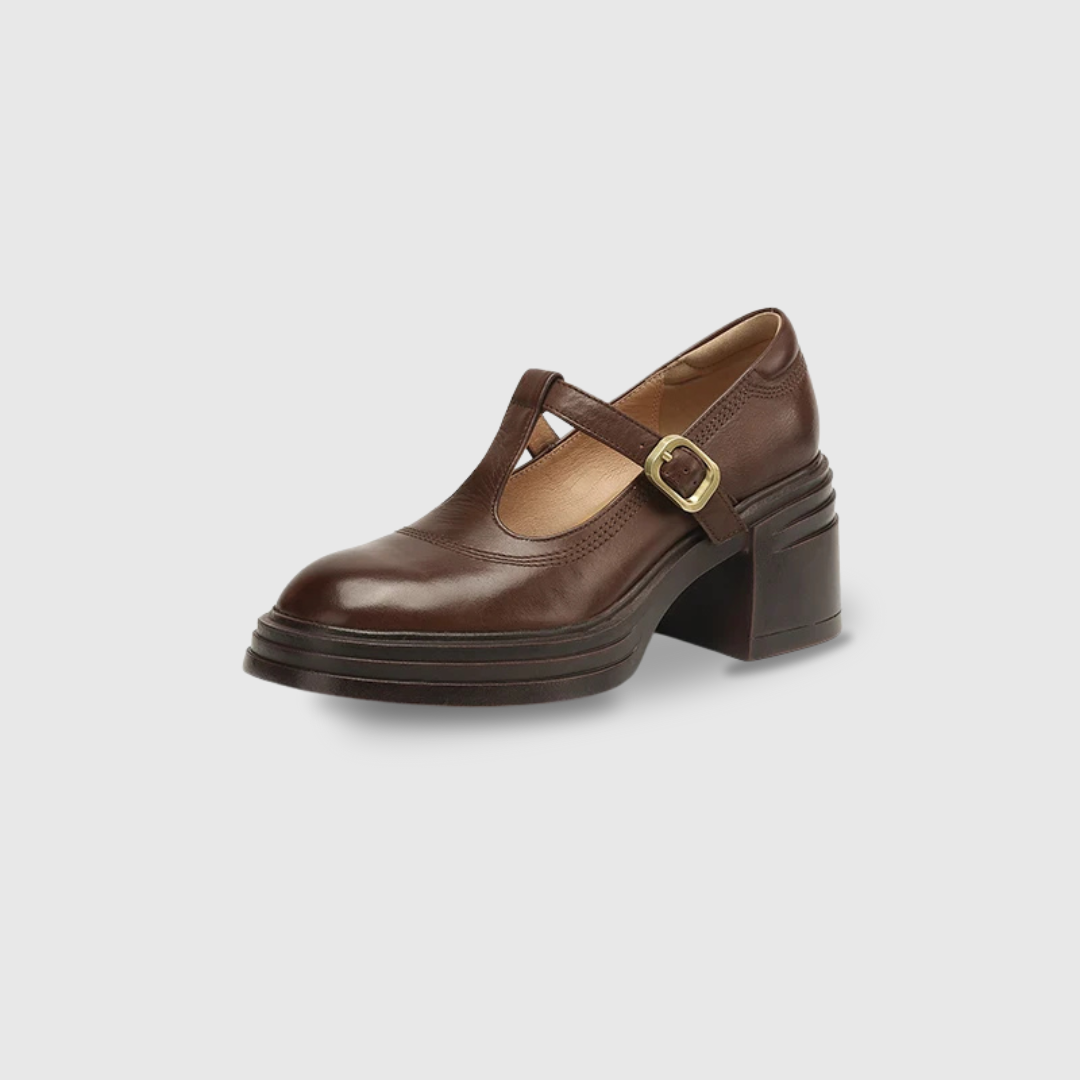 Brenda2™ | Women's Chunky Block Heel Mary Jane Pumps Round Toe Strap