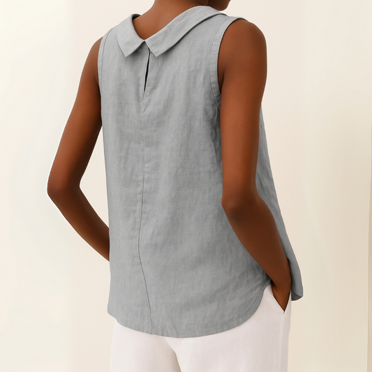 Caitlin | Sleeveless Roll Collar Top