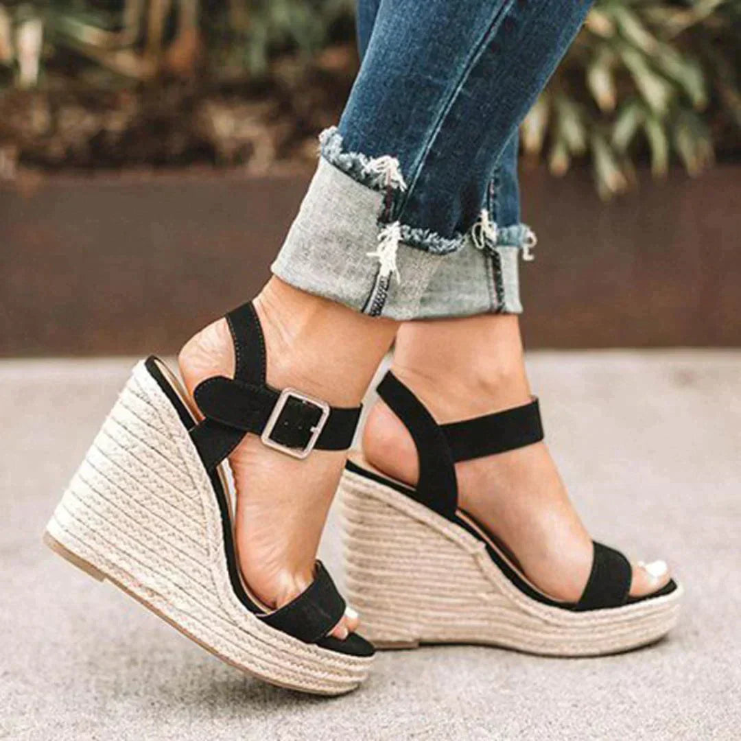 Cassidy | Women's Woven Adjustable Buckle Wedge Sandals