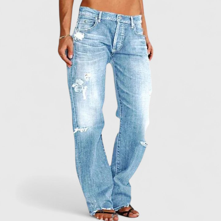 Charity2™ | Women's Low Rise Distressed Straight Leg Jeans