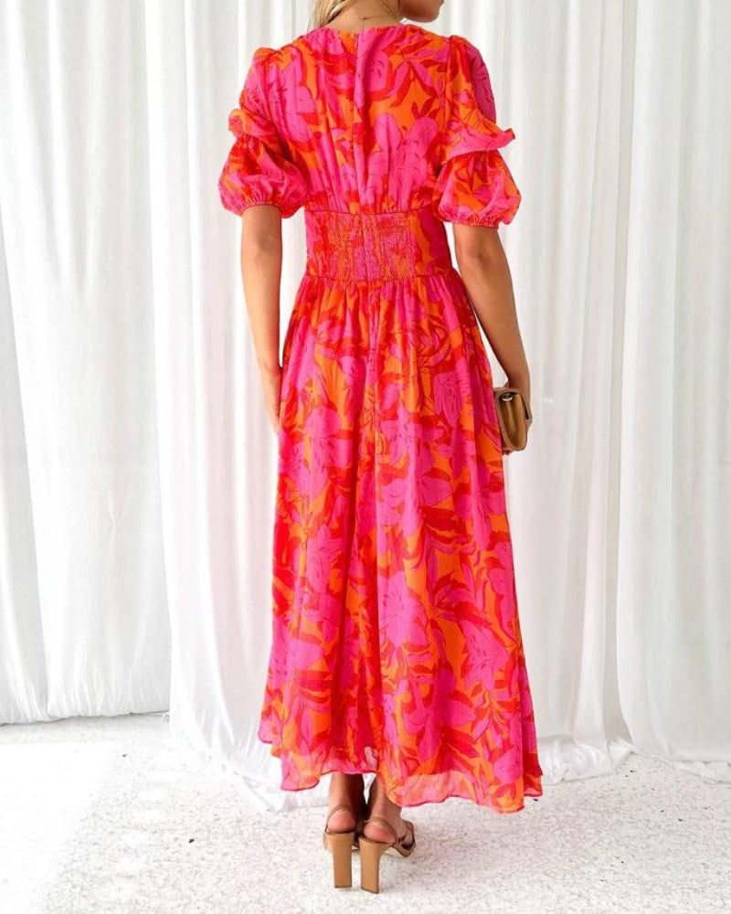 Dianne | Elegant Maxi Dress in Red Pink