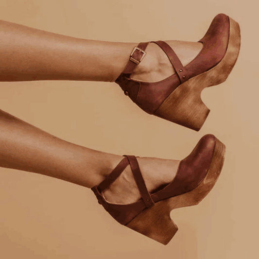 Sophie2™ | Elegant Wedge Heels with Closed Toe & Ankle Strap