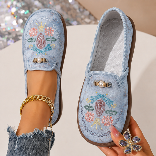 Raven | Women's Embroidered Floral Loafers
