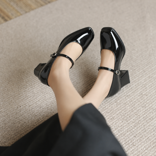 Ceinwen™ | Women's Ankle Strap Block Heel Pumps Square Toe Mary Jane