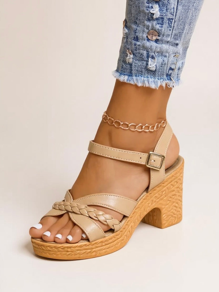 Olivia | Women's Woven Block Heel Cushioned Sandals