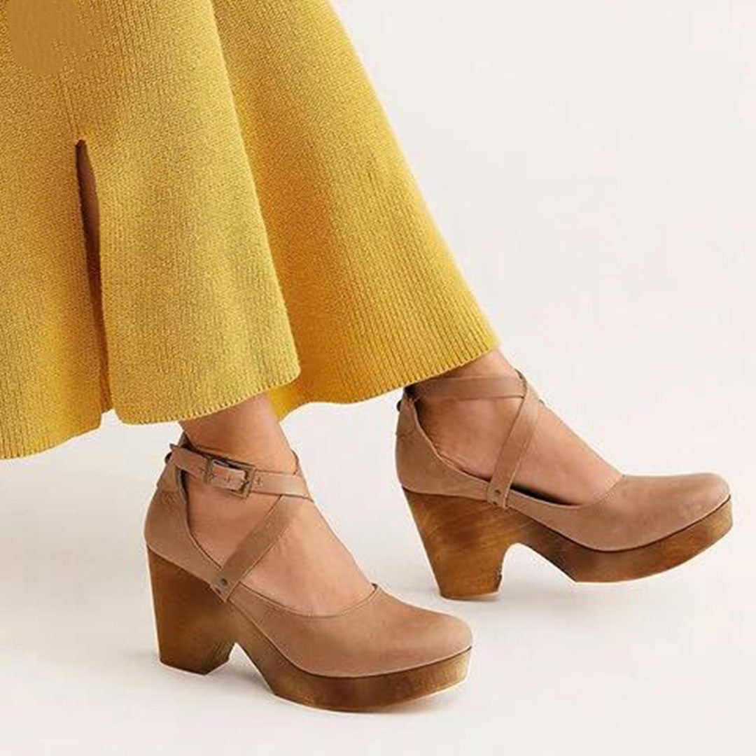 Sophie | Elegant Wedge Heels with Closed Toe & Ankle Strap