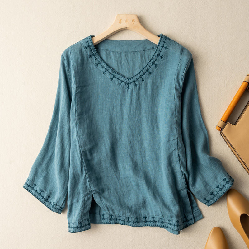 Thea | Pattern V-Neck Blouse