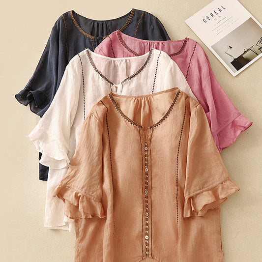 Denise | Pattern Ruffle Sleeve Blouse