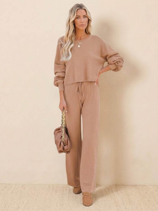 Hayley | Women's Wide-Leg Lounge Pants & Cropped Sweatshirt Set