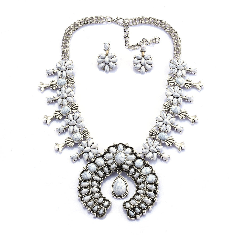 Zenobia | Southwest Turquoise Blossom Necklace Set