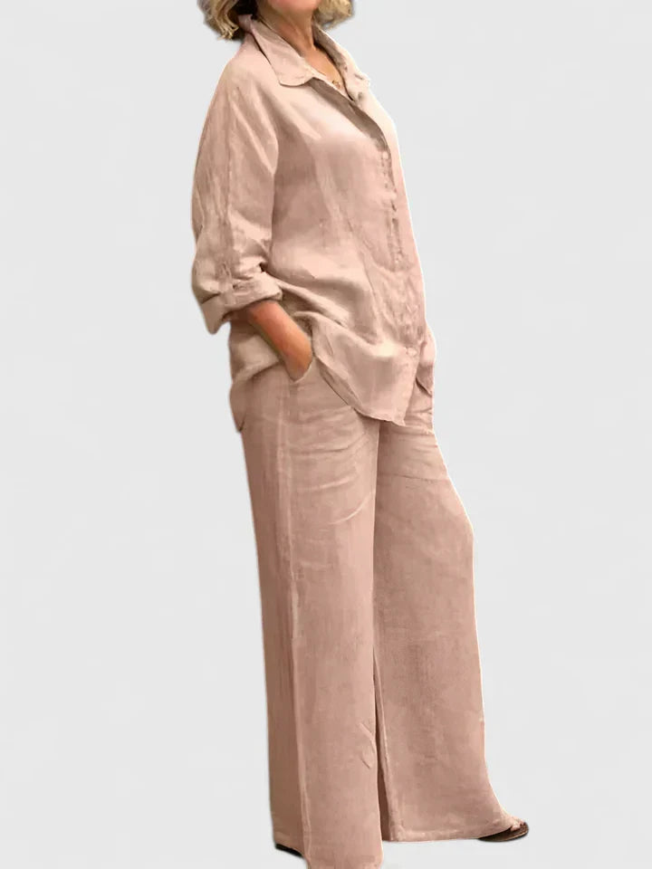 Roslyn | Women's Wide Leg Pants & Button-Down Shirt Two-Piece