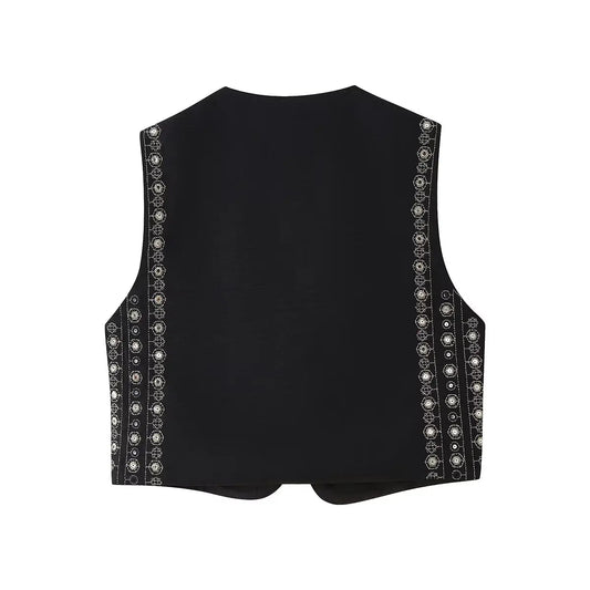 Mireille™ | Sequin Pattern Boho Vest