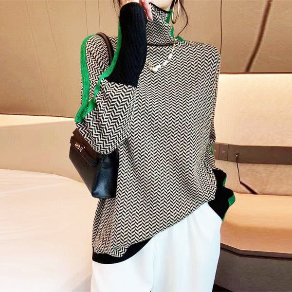 Sera | Herringbone Luxe Turtleneck