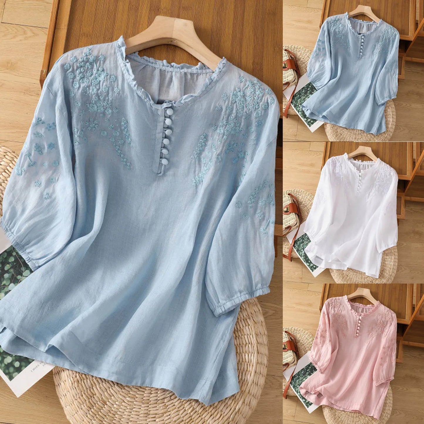 Dilys | Floral Button-Front Blouse