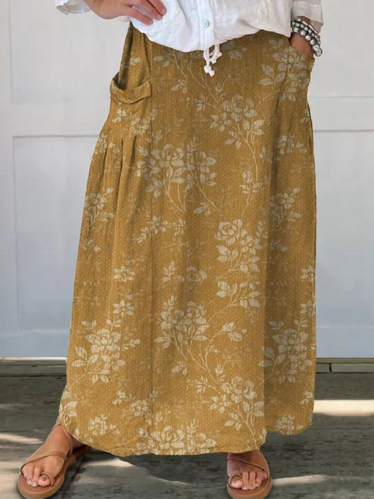 Danielle | Vintage Floral Elastic waistband Pocket Skirt
