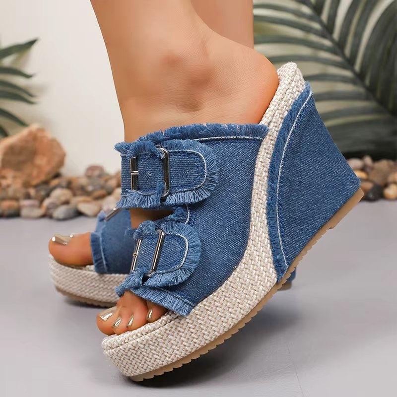 Nadine | Women's Adjustable Buckle Wedge Sandals