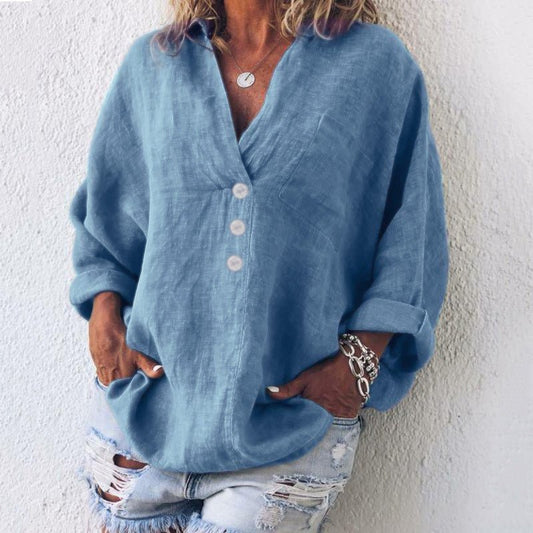 Kaitlyn™ | Women's V-Neck Button Down Blouse