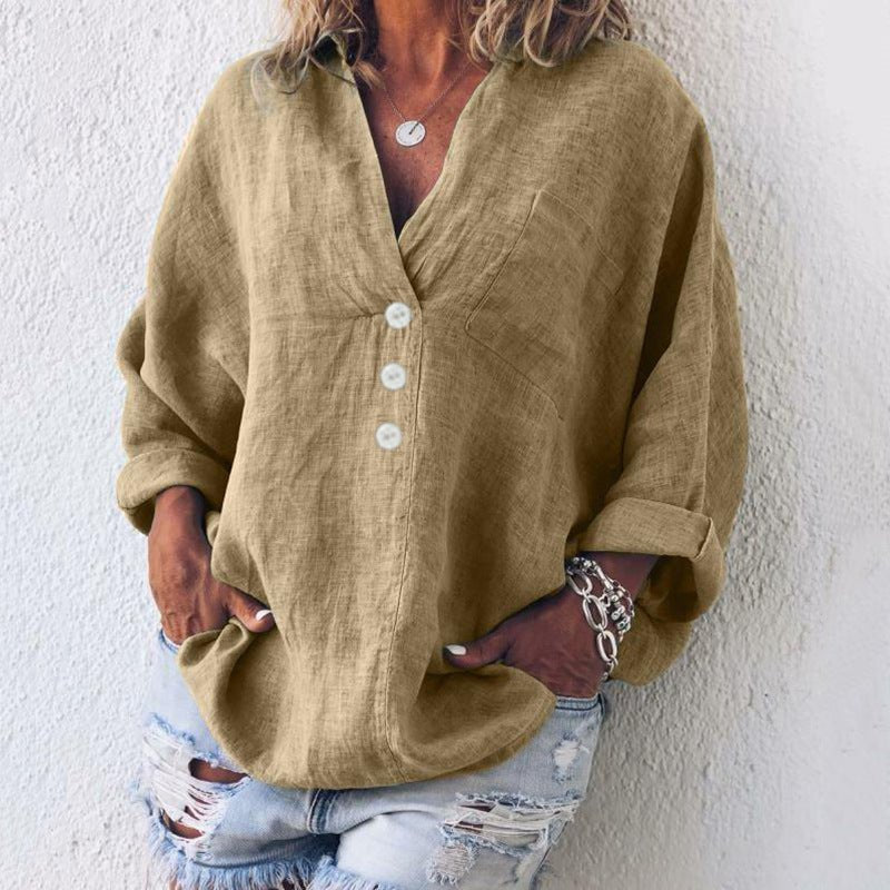 Kaitlyn™ | Women's V-Neck Button Down Blouse