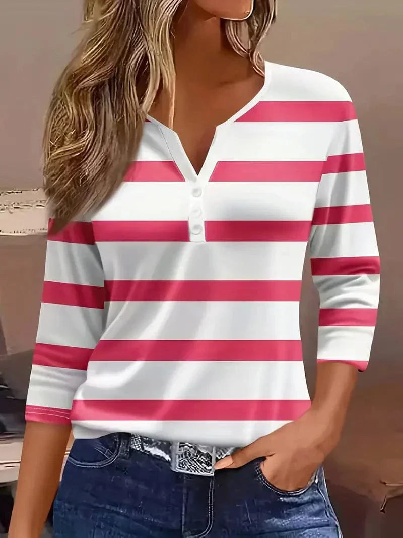 Skye | Striped V-Neck Top