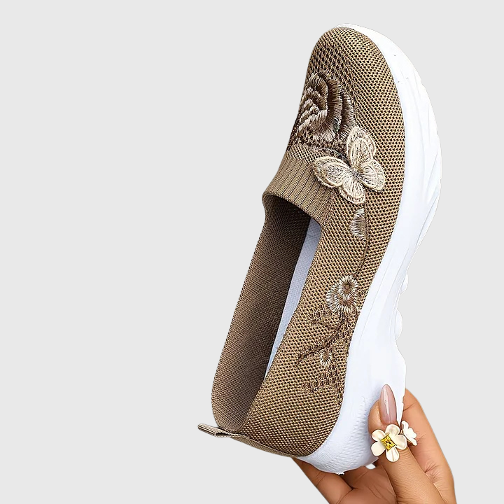 Sharon | Women's Butterfly Embroidered Slip On Sneakers