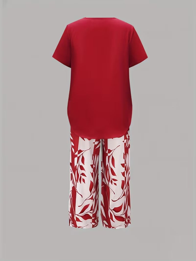 Kate2™ | Women's Leaf Print Two Piece Set