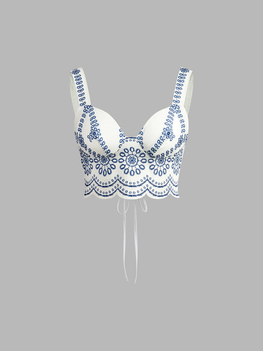 Santorini | Women's Maxi Skirt Co-Ord Set Embroidered Crop Top