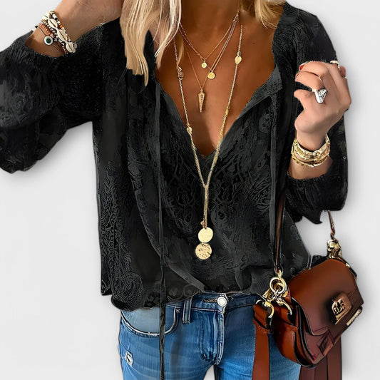 Lexi2™ | Women's V-Neck Long Sleeve Lace Blouse