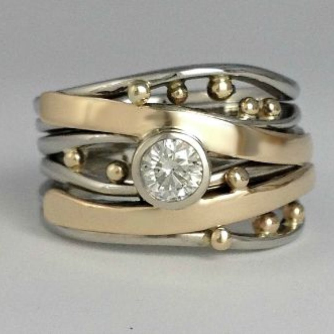 Nicole | Vintage Gold Intarsia Zirconia Ring