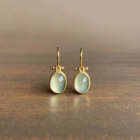 Mireille | Vintage Green Moonstone Earrings
