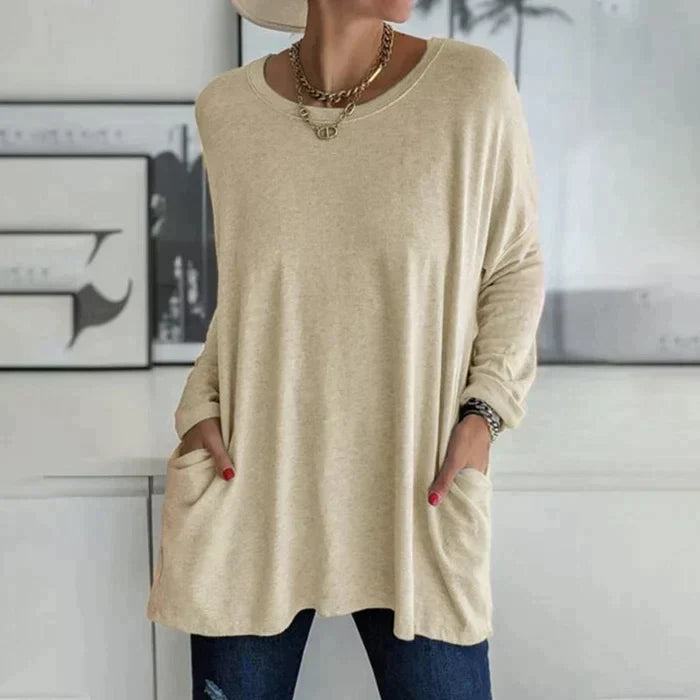 Annelise | Women's Oversized Long Sleeve Tunic Top with Pockets