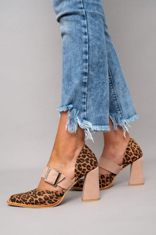 Kayleigh2™ | Leopard Suede Sandals with Stable Heel