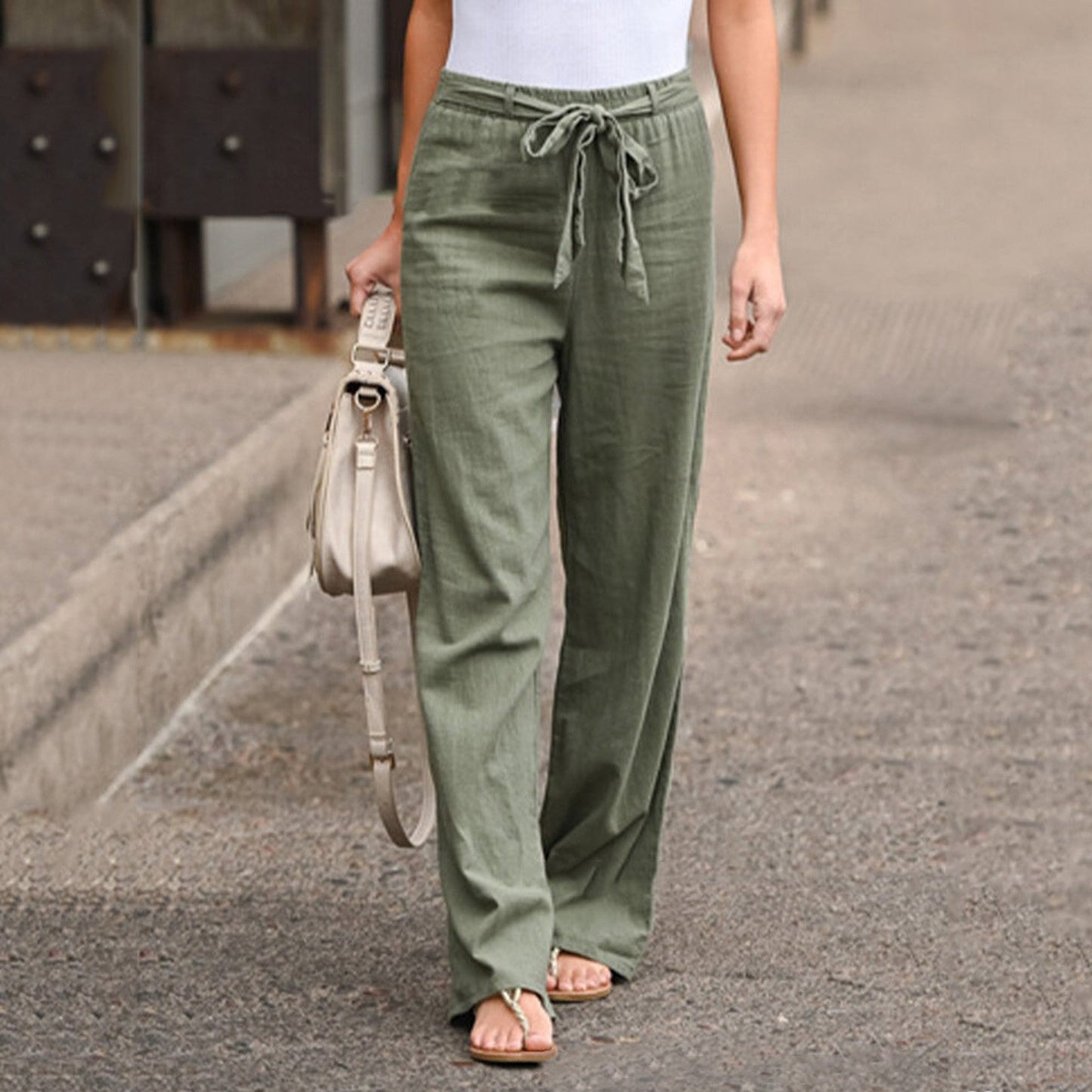 Therese | Women's Wide Leg Pants Drawstring High Waist Everyday