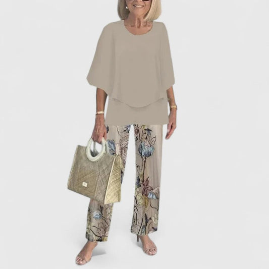 Fern | Women's Wide-Leg Pants & Casual Floral Top Set