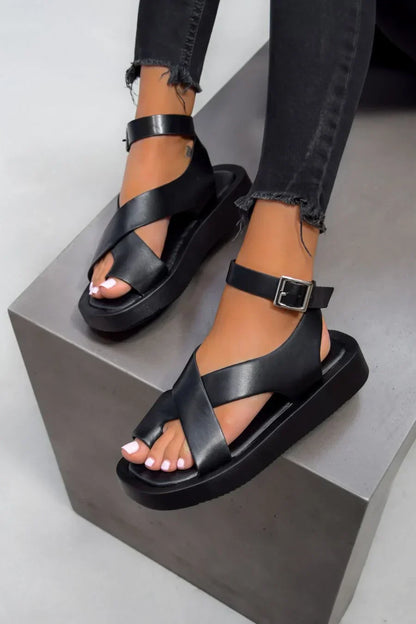 Gwendolyn | Women's Platform Flat Buckle Sandals