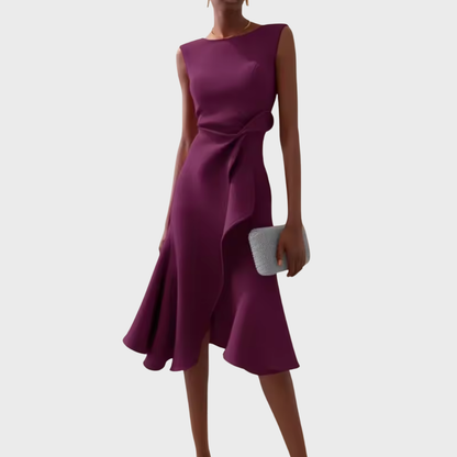 Verity | Draped Asymmetric Midi Dress