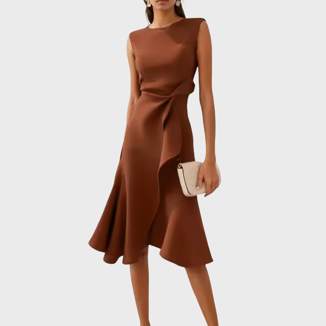 Verity | Draped Asymmetric Midi Dress