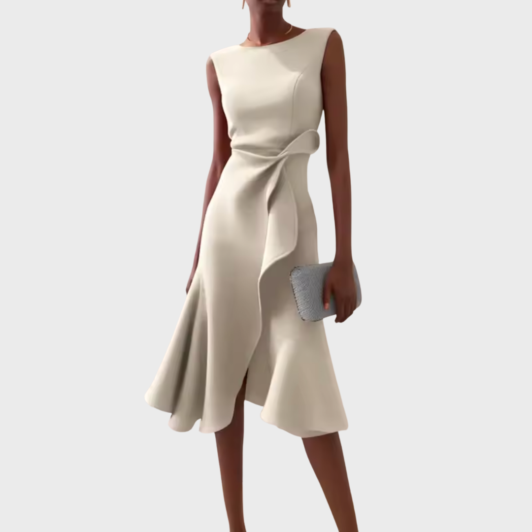 Verity | Draped Asymmetric Midi Dress