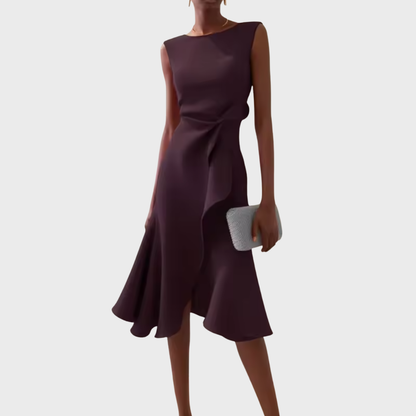 Verity | Draped Asymmetric Midi Dress