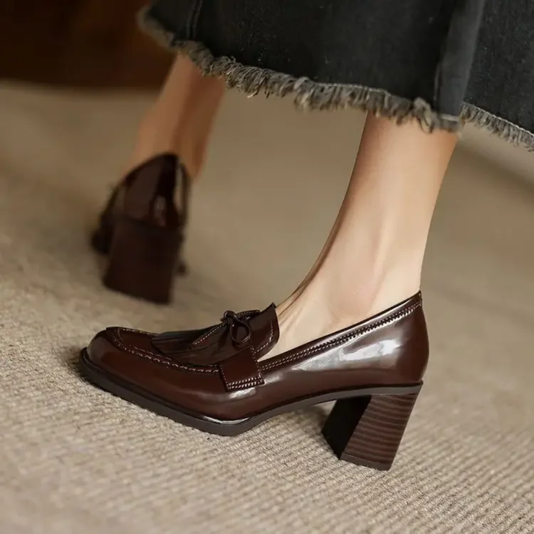 Alannah | Women's Tassel Loafer Pumps Block Heel Round Toe Heels