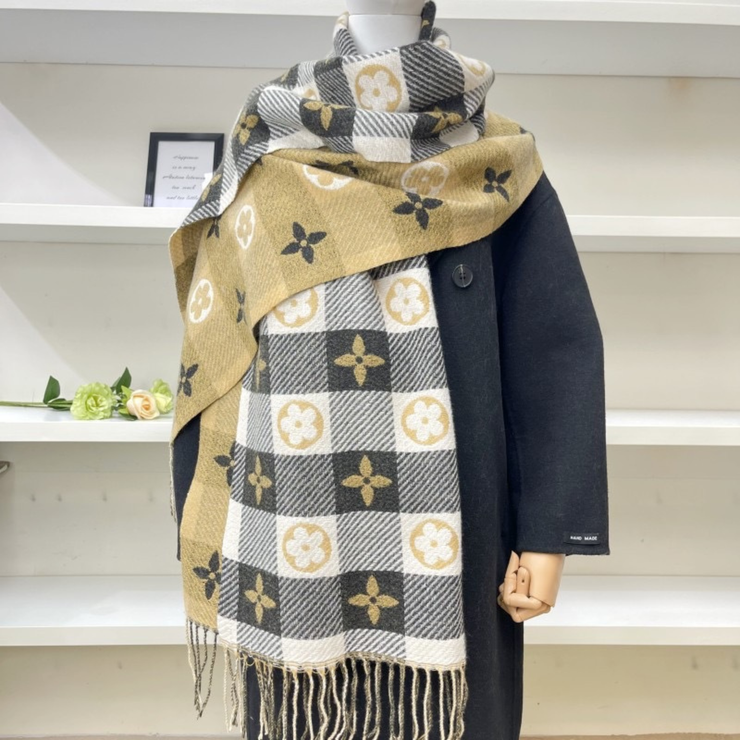 Maya | Cosy Warm Plaid Double Side Tassel Scarf