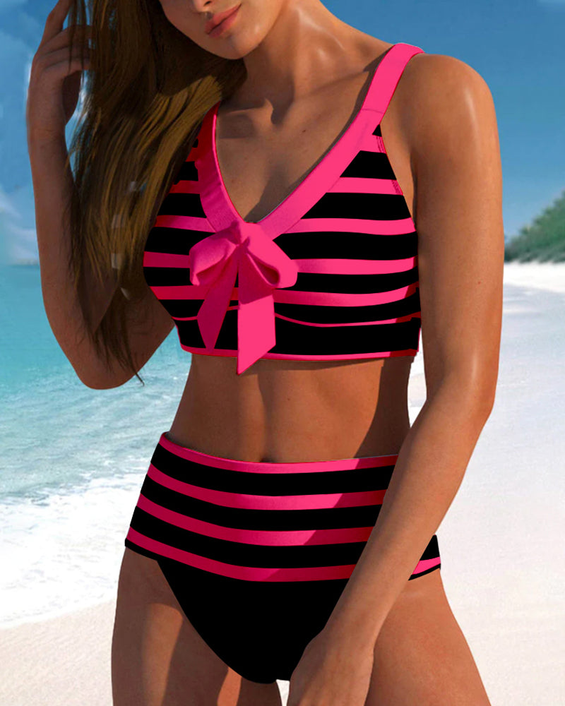 Gwendolyn™ | Women's High Waist Striped Bikini Set