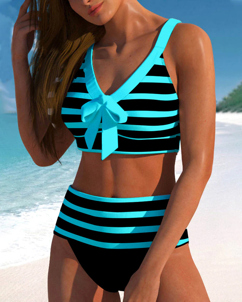 Gwendolyn™ | Women's High Waist Striped Bikini Set