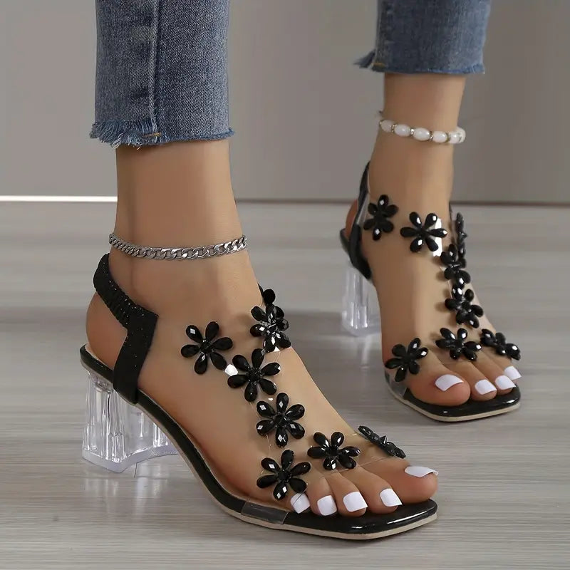 Dawn | Women's Rhinestone Block Heel Sandals