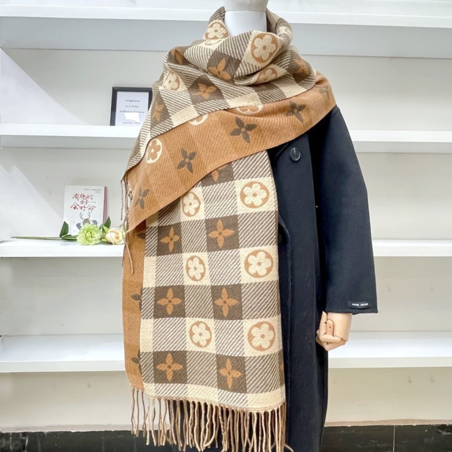 Maya | Cosy Warm Plaid Double Side Tassel Scarf