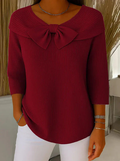 Emily™ | Women's Sweater with Bow and Round Neckline